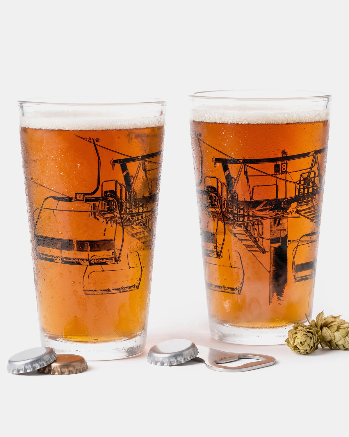 Ski Lift Pint Glasses Black 2