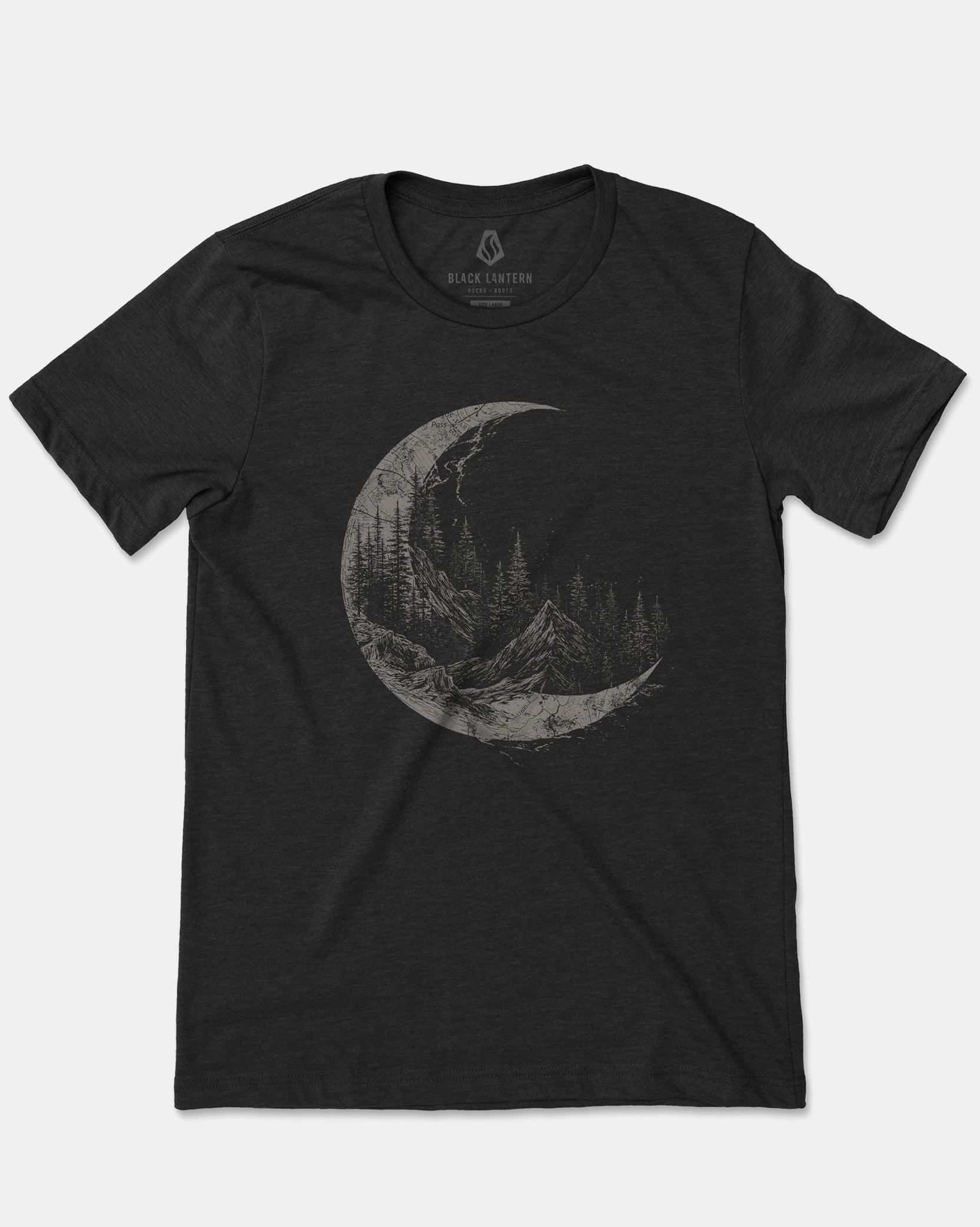 Topographic Crescent Moon Tshirt 2