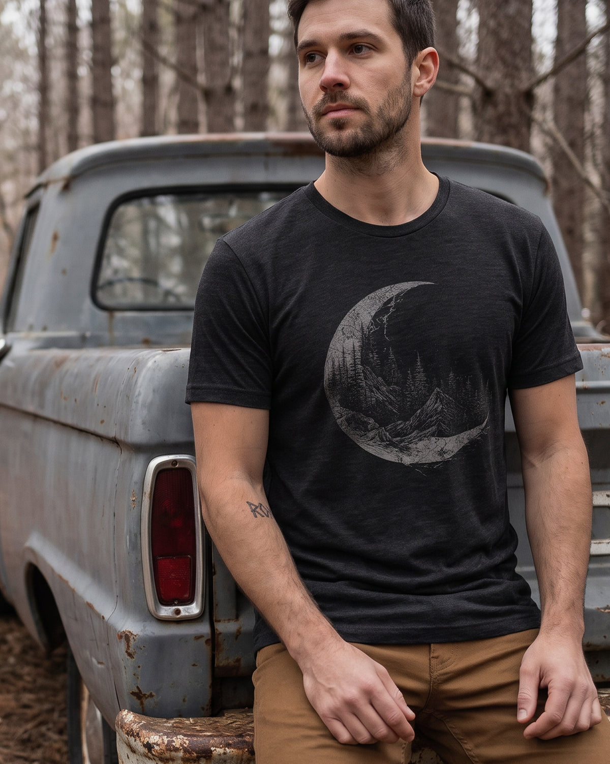 Topographic Crescent Moon Tshirt 4