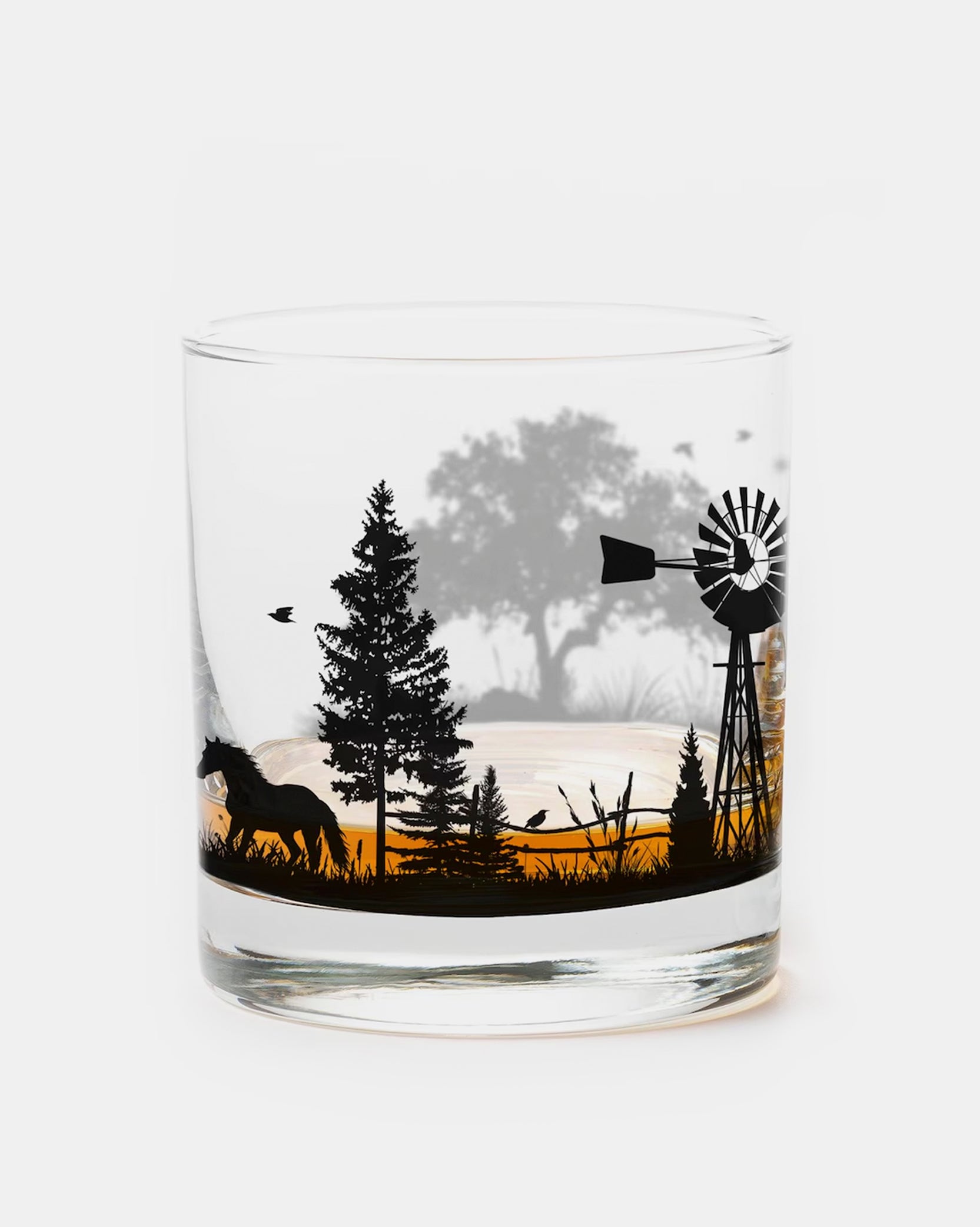 Western Landscape Modern Whiskey Glass