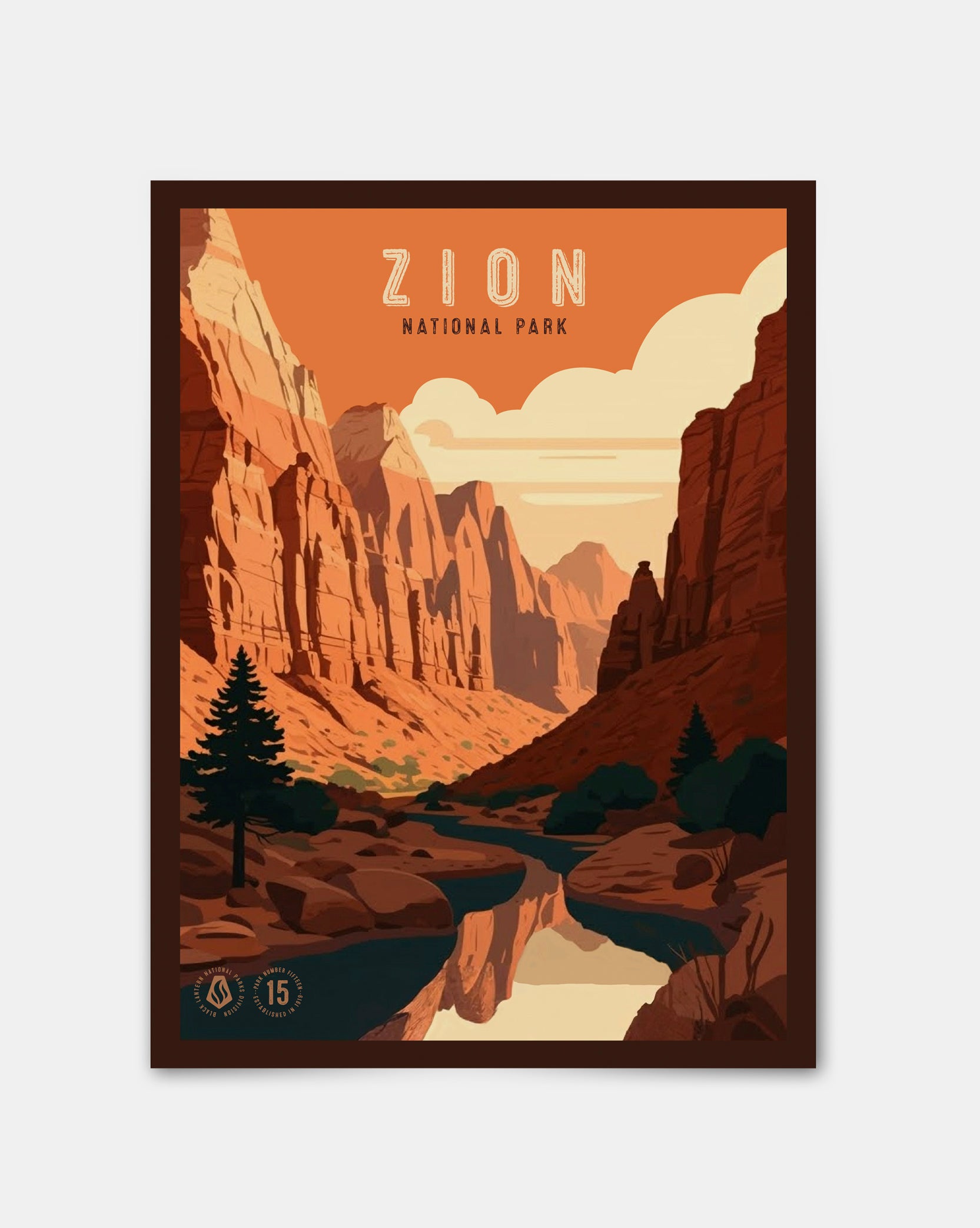 Zion National Park Poster | Black Lantern