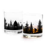 Bigfoot in the Forest Whiskey Glasses