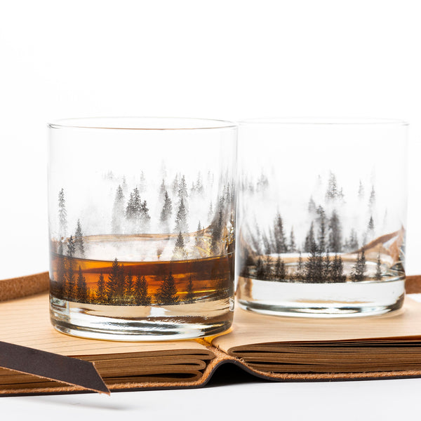 Forest and Clouds Whiskey Glass