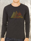 Men's Long Sleeve Shirt - Retro Mountain Range