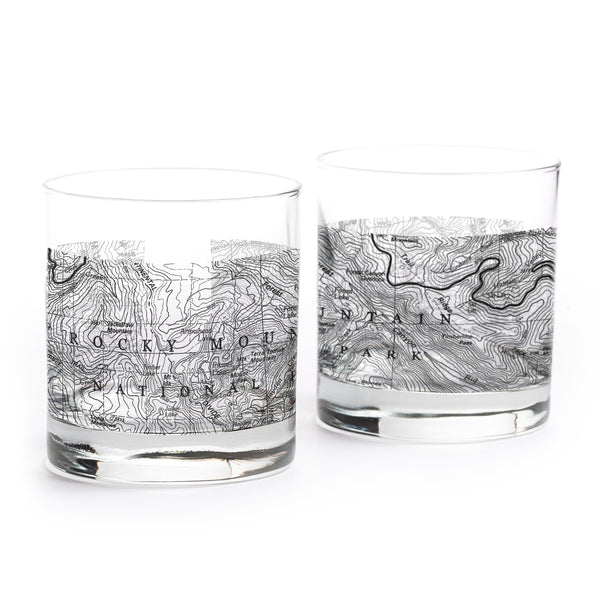 Rocky Mountain National Park Topographic Map Whiskey Glasses