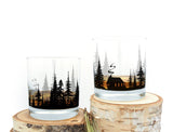 Cabin in the Forest Whiskey Glasses